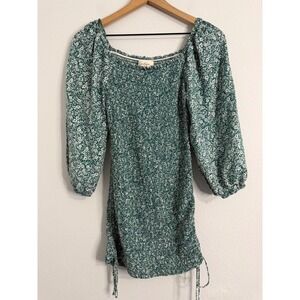 Jessica Simpson - Green Floral Shirred Mini Dress Size XS‎
